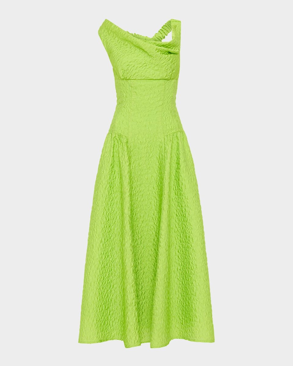 Elley Off-Shoulder Textured Drop-Waist Midi Dress